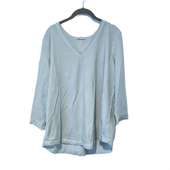 Nic + Zoe NZT 3/4 Sleeve Roll V Tee Quarter Sleeve Raw Hem - Picture 3 of 8